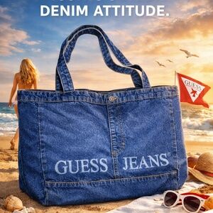 Branded denim tote